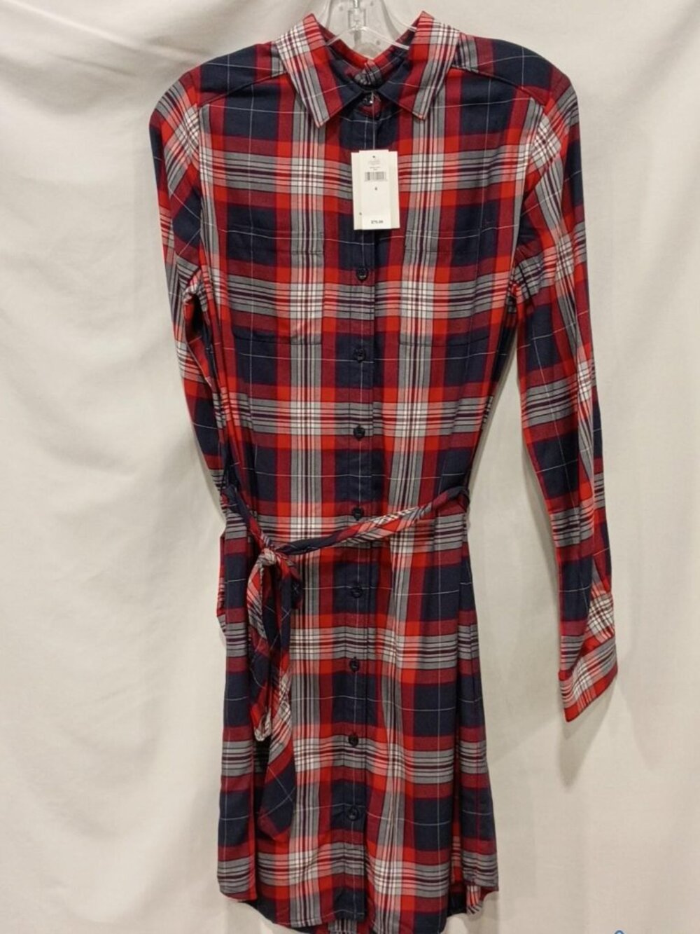 NWT Banana Republic Size 4 Plaid Red Navy Dress